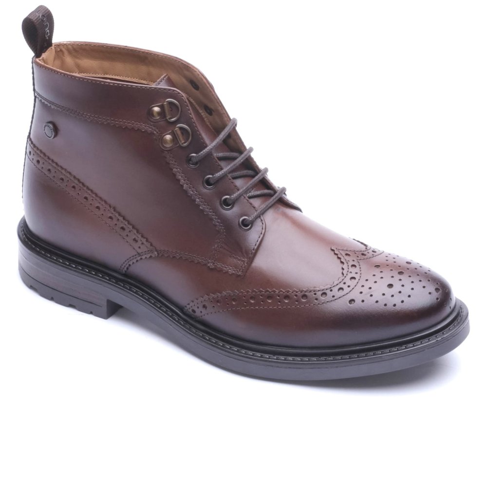 Base London Men's Brown Foster Brogue Boots Colour: : Size 12