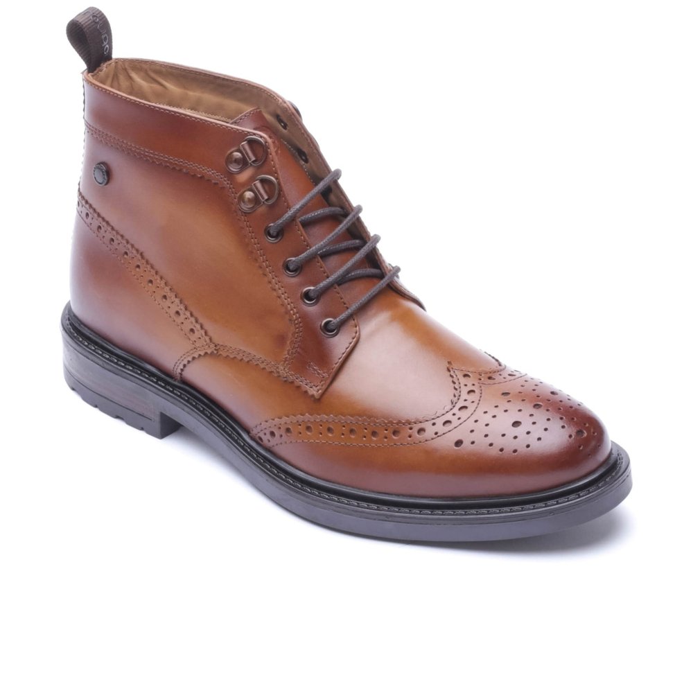 Base London Men's Tan Foster Brogue Boots Colour: : Size 10