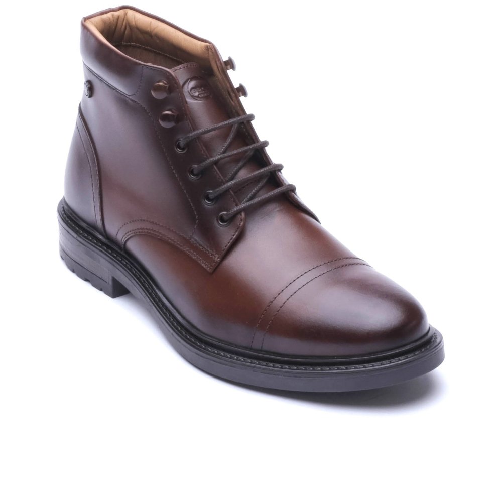 Base London Men's Brown Porter Toe Cap Boots Colour: : Size 10