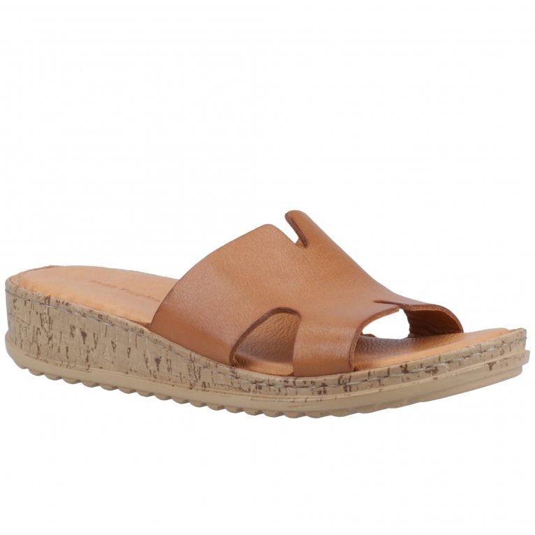 Hush Puppies Women's Tan Eloise Low Wedge Sandals Colour: : Size 7