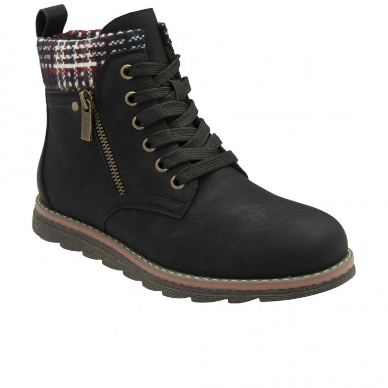 Lotus Women's Black Zip Up Ankle Boots - Image 3