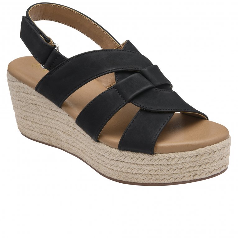 Lotus Reina Women's Wedge Sandals, Black, Size 8, Rope-Covered 7cm Heel - Image 2
