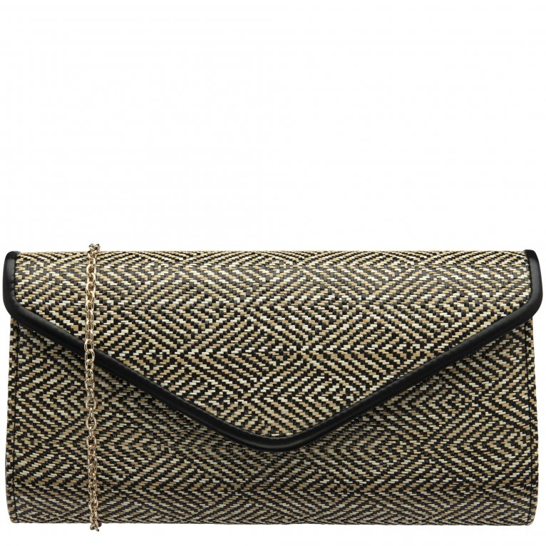 Lotus Chariot Women's Woven Clutch Bag with Gold Tone Chain Strap in Black One Size - Image 2