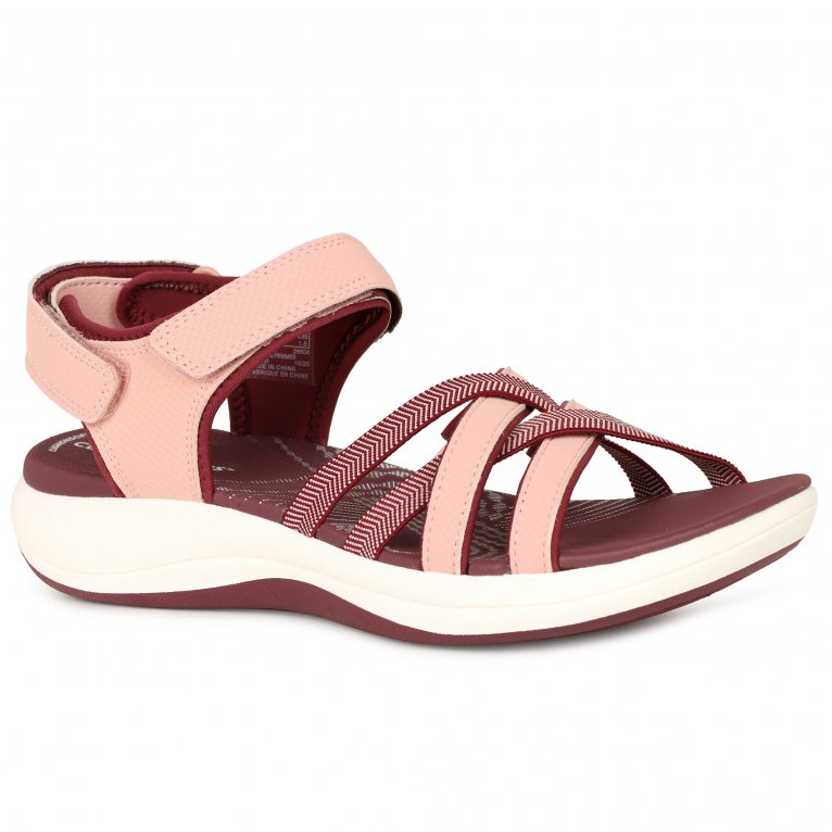 Clarks Women's Maroon/Pink Mira Shore Sandals Colour: : Size 5 - Image 3