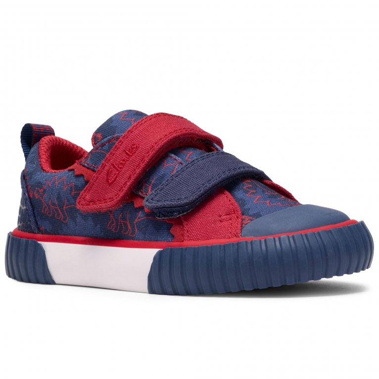 Clarks Foxing Trim T Navy Red Kids Toddler Boys Trainers 8673-97G in a Plain Textile in Size 5.5 - Image 5