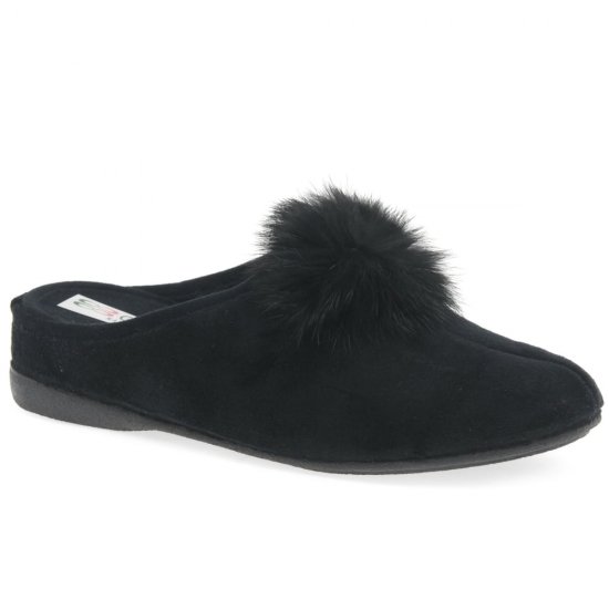 Pom Pom Womens Slip On Mule Slippers
