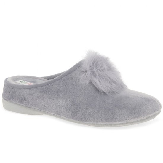 Pom Pom Womens Slip On Mule Slippers