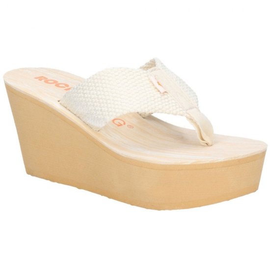 Diver Webbing Womens Toe Post Wedge Sandals